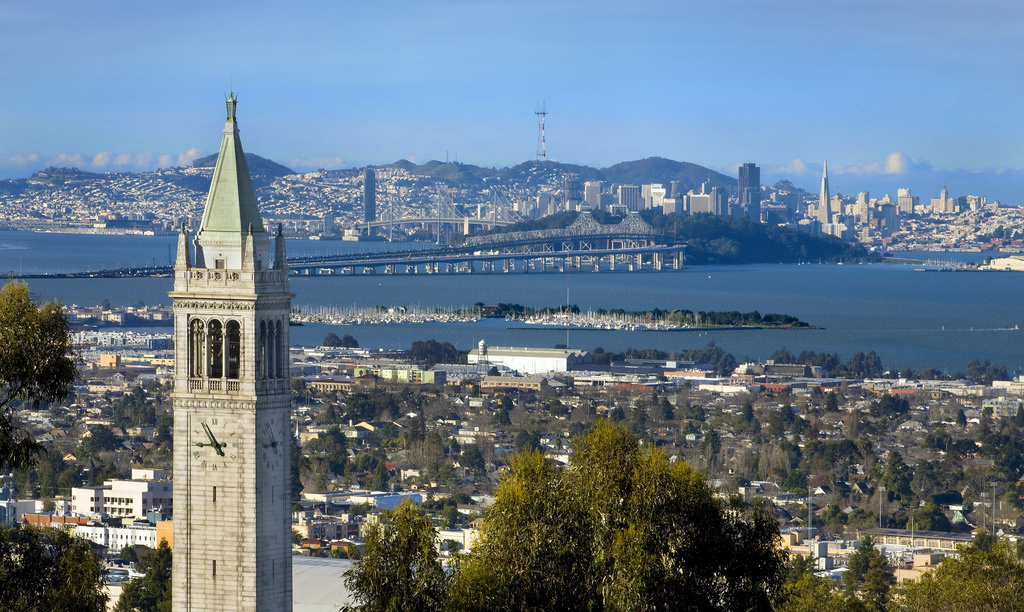 UC Berkeley campanile tower with San Francisco in background